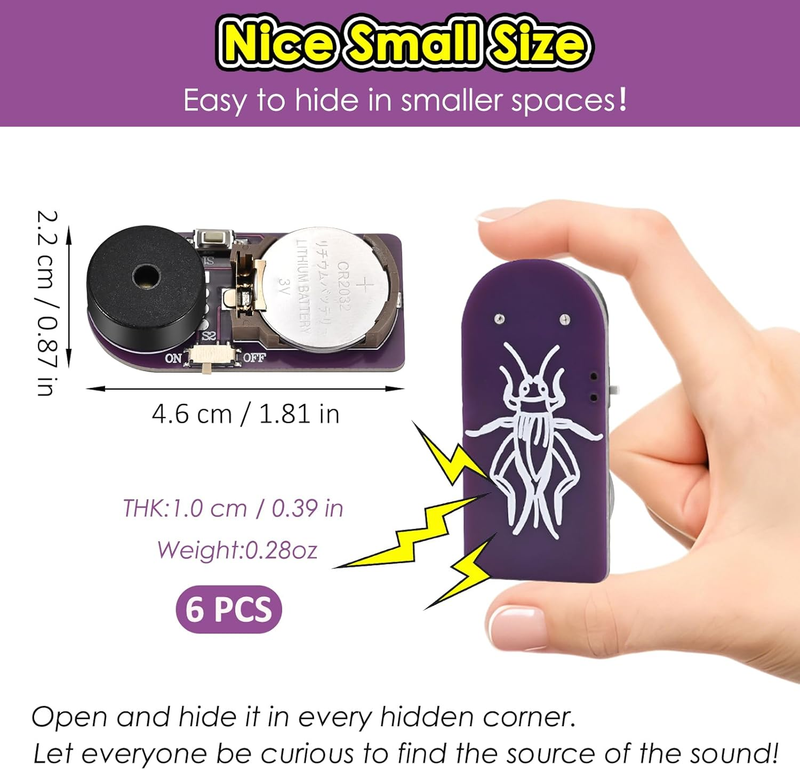 6 Pcs Cricket Noise Maker Prank, Annoyatron Cricket Chirping Pranks Stuff Kit Gi Item image 2