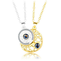 Sun Moon Necklaces Gift Heart Magnetic Paired Pendant Jewelry Chain Chok... - £7.43 GBP+
