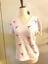 Vintage Carole Little Cotton Sweater with Flamingoes - £31.29 GBP