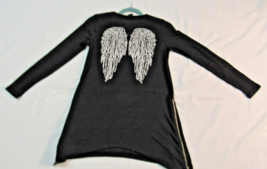 Hot Topic Black Knit Top Size Small Angel Wings Zip Side Dress Long Sleeve Black - £22.42 GBP