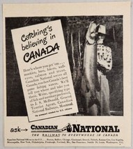 1948 Print Ad Canadian National Railways Man Holds Huge Fish Montreal,Quebec - £10.60 GBP