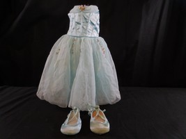 American Girl Doll  Blue Ballet Recital Outfit Gown Gold Trim + Shoes - £16.57 GBP