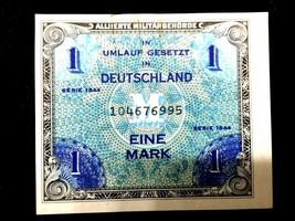 Authentic - Germany 1944 1 Mark Allied Occupation - Uncirculated - Crisp... - $199.00