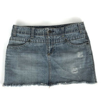 American Eagle Womens Skirt Size 4 Light Wash Raw Hem Distressed Mini De... - £19.15 GBP