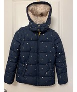 Mini Boden High Pile Fleece Lined Parka,  Navy w/Gold Dots - Size 9-10 Y... - $52.11 CAD