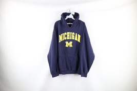 Vintage Mens XL Faded Spell Out Block Letter University of Michigan Hoodie Blue - £47.44 GBP