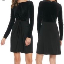 Michael Kors Black Velvet Jersey Twist Front Womenes Size Small Holiday  - $23.76