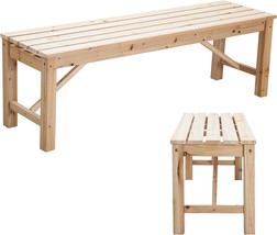 Outside Wood Bench: 55&quot; W X 15&quot; D X 17&quot; H, Natural; Indoor, And Backyard. - £102.06 GBP
