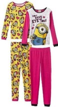 Girls Pajamas Despicable Me Minions 4 Pc Long Sleeve Shirts &amp; Pants Set-size 4 - £17.03 GBP