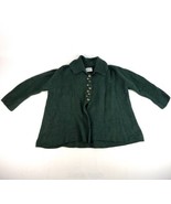 Cecile Jeffrey Cardigan Womens  Green Sweater 100% Wool Half Button Up - £31.10 GBP