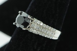 Designer &quot;UAS&quot;, 18K White Gold, 1 3/4ct Black Diamond w/ Pave Diamonds Ring (7+) - £1,082.47 GBP