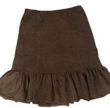 SUNDANCE Womens Skirt Brown EVERYDAY Knit Wool Blend Ruffle Hem Lined Sz 2 - $19.19