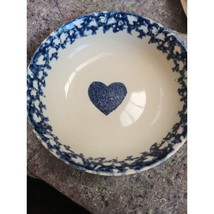 FOLK CRAFT HEARTS Tienshan Blue Sponge 6.5&quot; Soup cereal Salad Bowl Dish - $15.88