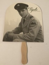 Elvis Presley Wood Handle Hand Fan Young Elvis In Army Tupelo - £7.90 GBP