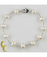 Sterling Silver Pearlescent Bead Bracelet Heart Lobster Clasp Great Gift... - $1,181.59 MXN
