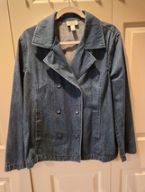 Talbot’s Denim Jacket Double Breasted Coat Blue Women’s Sz L - $24.74