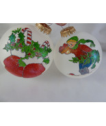 Santa Hand Painted Glass Christmas Ornaments 3.5&quot; Mittons Candy canes child - $24.19 CAD