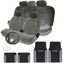 For Mercedes Premium Grade Grey Velour Car Truck Seat Covers Vinyl Mats Set - £43.86 GBP