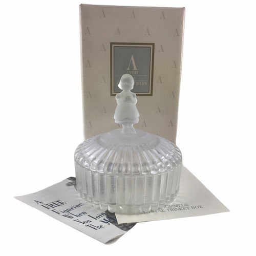 1993 Avon Hummel Collectible Crystal Trinket Box With Girl Figure In Ori... - $16.95