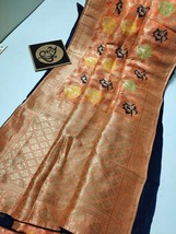 Banarasi Zari Weaving Saree in Dola Silk, contrast piping with stunning blouse,  - £72.21 GBP
