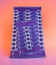 Vintage 70s YSL Yves Saint Laurent Fieldcrest Geometric Purples Towel Set - £110.45 GBP