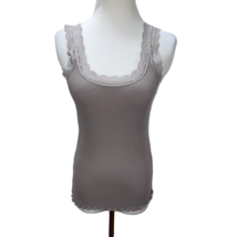 New Isabella Rodriguez Scalloped Lace Long Cotton Knit Sleeveless Top Tank - £19.65 GBP