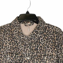 Free People Denim Jacket Size Medium Cheetah Print 100% Cotton Womens Jean - £46.45 GBP