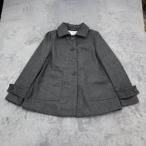 Ambiance Apparel Coat Womens S Gray Pockets Long Sleeve Collared Overcoat - $25.72