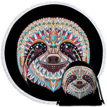 Multi Colored Oriental Sloth Round Beach Towel - $14.90+
