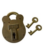 Antique Brass Levers System Pad Lock Original Old Hand Crafted With Keys - £58.92 GBP