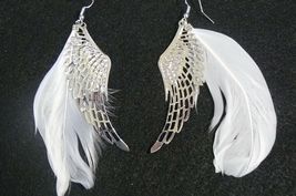 White Angel Wing Earrings #G2326 - $5.00