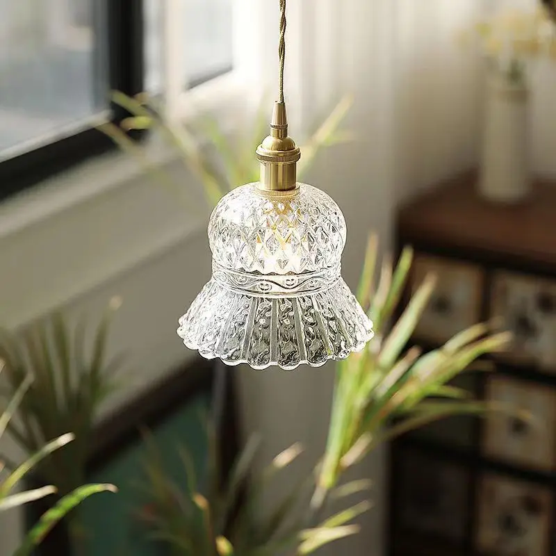 Ht luxury glass brass restuarant bar hanglamp copper bedroom bedside suspension lampara thumb200