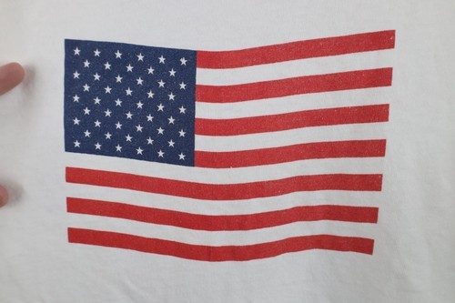 Vintage 90s Streetwear Mens Large Distressed USA Flag Box Logo T-Shirt White Item image 4