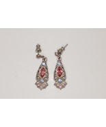 Silver Tone Multicolor Gemstone Dangle Earrings - £23.59 GBP