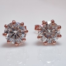 White Moissanite Stud Party Wear Earrings 7MM Round Cut Push Back Closer... - $219.00