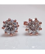 White Moissanite Stud Party Wear Earrings 7MM Round Cut Push Back Closer... - €188,90 EUR