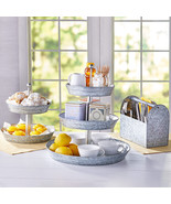 2 or 3 Tier Serving Tray or Utensil Caddy Galvanized Country METAL KITCH... - £21.22 GBP+