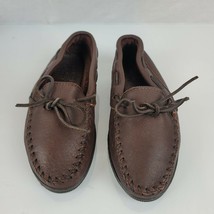 Minnetonka Moccasins Vintage Brown Dark Leather Driving Slippers Loafers 6.5 - £39.10 GBP