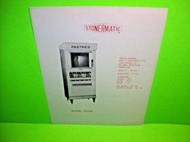 Stonermatic Model 92-SQ Original Pastries Food Vending Machine Promo Sales Flyer - £14.86 GBP