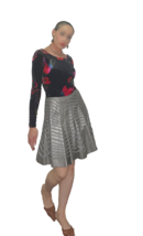 Designer Leather Chevron Skater Flare Skirt, Tulip Skirt , Make offer welcome! - $614.86