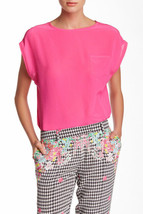 NWT LAMB New Punk Pink Short Sleeve Silk Top Blouse XS Womens Designer B... - £156.73 GBP