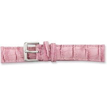 De Beer Pink Crocodile Grain Leather Watch Band 22Mm Silver Color - £33.54 GBP