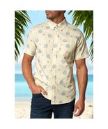 Ben Sherman Short Sleeve Button up Tan Digi Floral Leaf Print Shirt NEW ... - $66.62