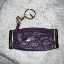 Lee Sands  Purple Eel Skin Vtg Key Chain Zipper Pouch - £7.72 GBP