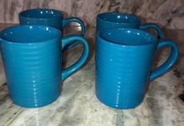 Royal Norfolk Lt Blue Stoneware Coffee Mugs Dinnerware Cups-Set Of 4-RAR... - $59.51