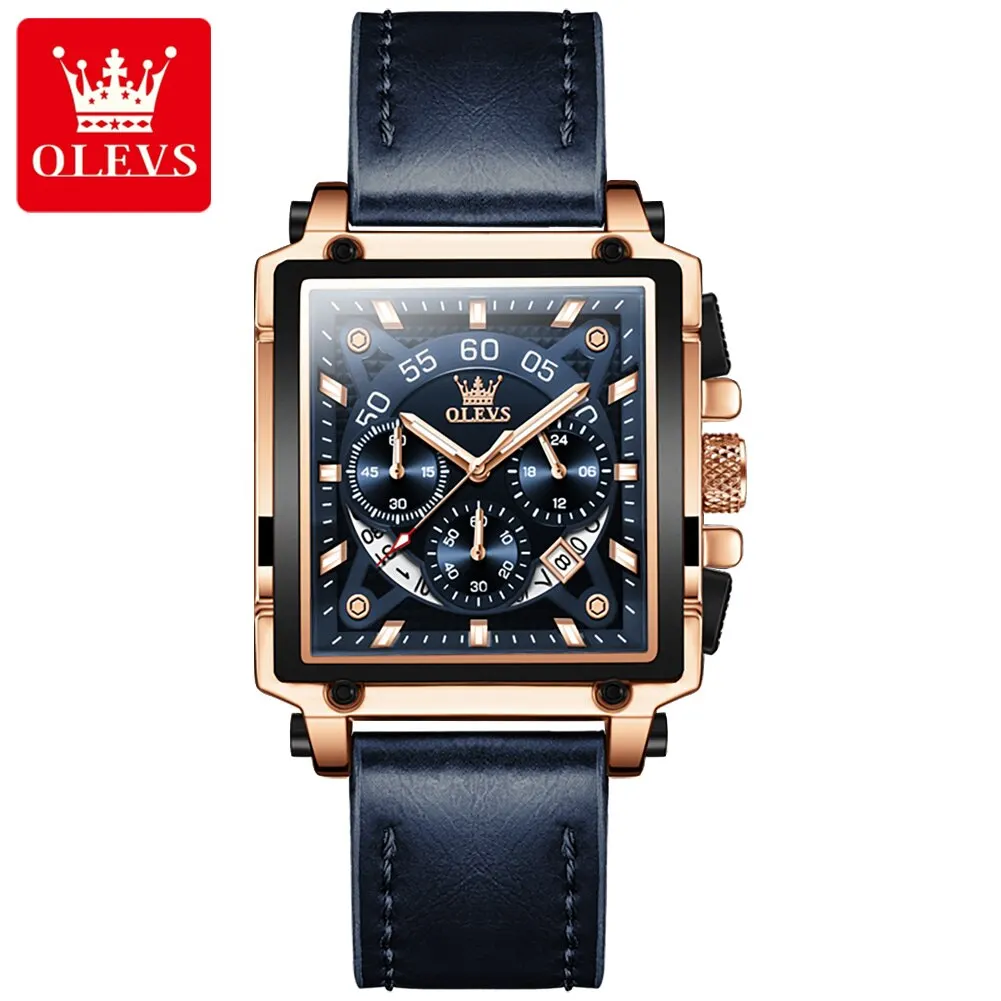 Top Brand Male Watches Square Quartz Watch Watch For Men Waterproof Leat... - £59.58 GBP