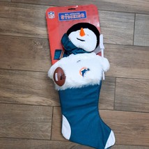 NEW Vintage Miami Dolphins Stocking Snowman Christmas plush NFL Animated Mascot - $30.00