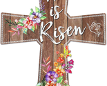 He Is Risen Door Hanger Wooden Easter Door Sign Floral Printed Cross Doo... - $20.88