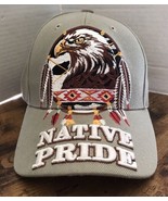 Native Pride INDIAN Bald Eagle Feathers Shield  Embroidered Beige Cap Hat - $16.24 CAD