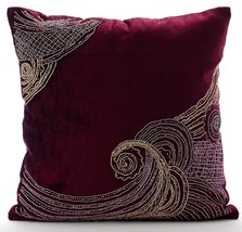 Zardozi Purple Pillow Cases, Velvet 16&quot;x16&quot; Throw Pillow Covers, Zardozi Waves - £34.26 GBP+